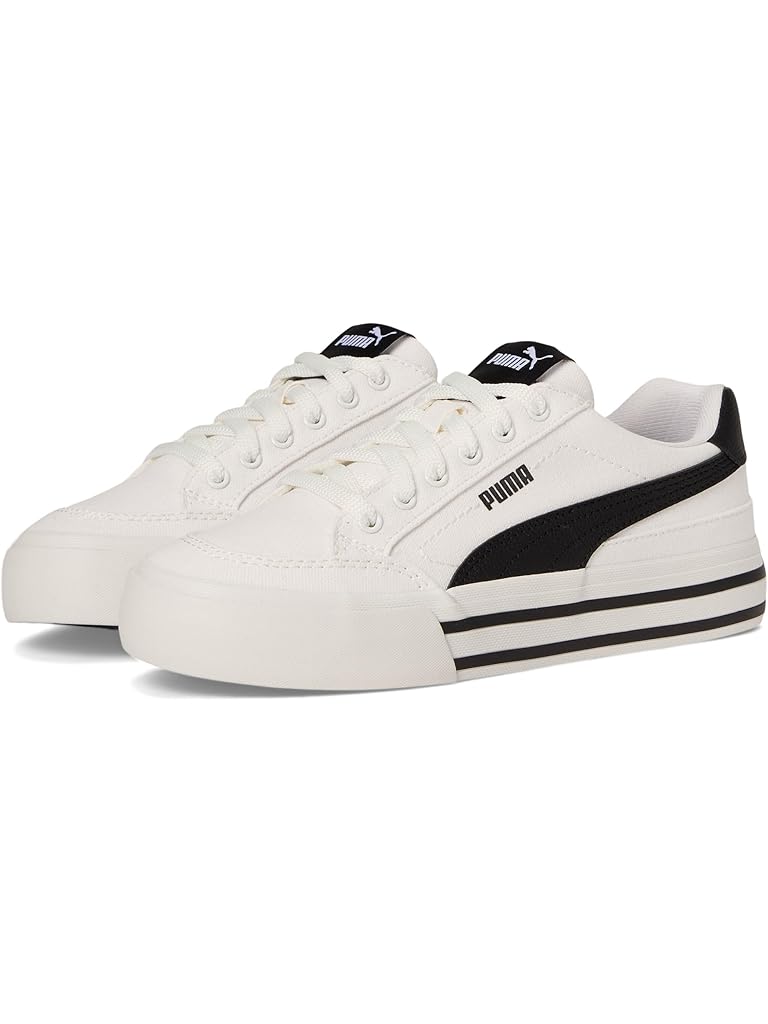 White PUMA Puma Kids Court Classic Vulc Faux Suede Sneakers (Big Kid)