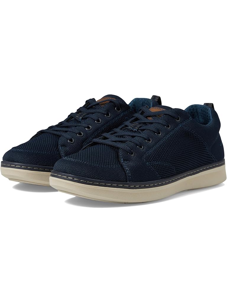Navy Nunn Bush Aspire Knit Moccasin Toe Sneaker Oxford Comfortable Lightweight Fabric Lace Up