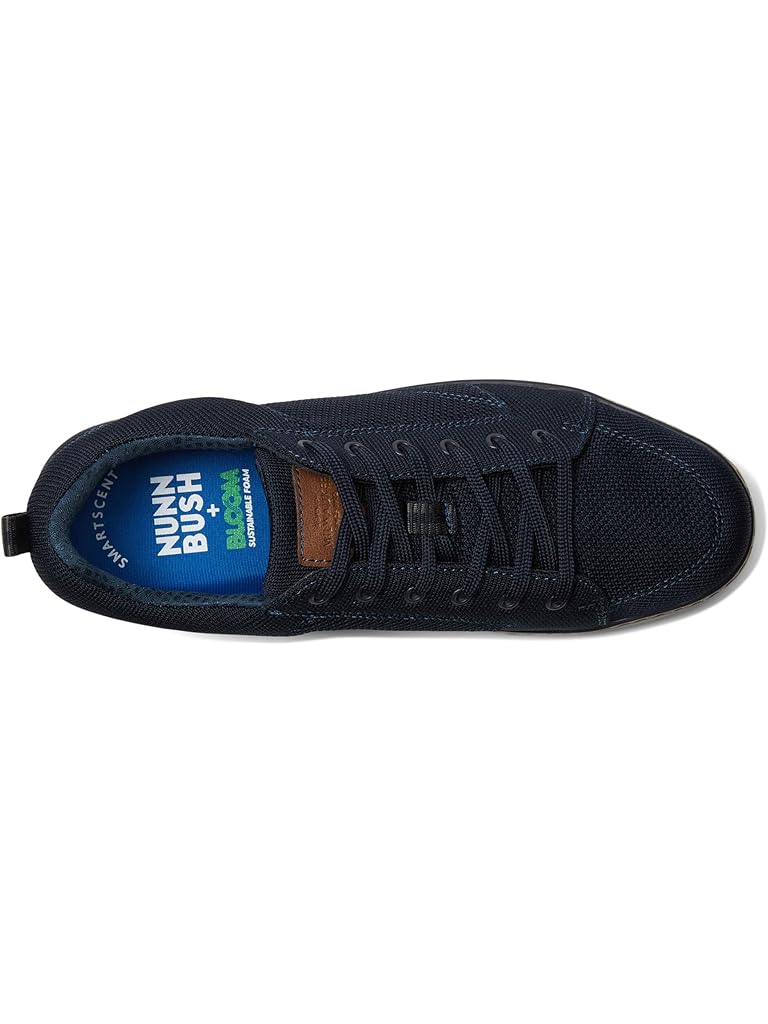 Navy Nunn Bush Aspire Knit Moccasin Toe Sneaker Oxford Comfortable Lightweight Fabric Lace Up